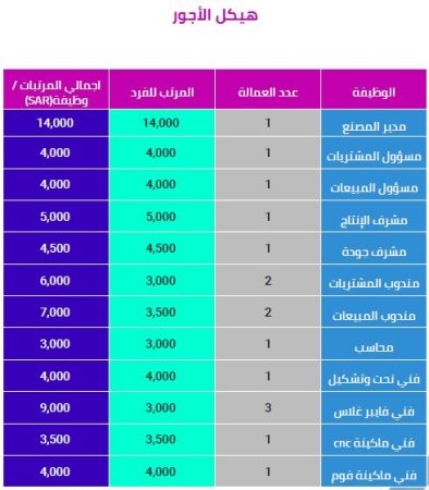 الخطة المالية لمصنع الفايبرجلاس في السعودية-2