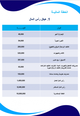 الخطة المالية لشركة التمويل الاستهلاكي في مصر-1
