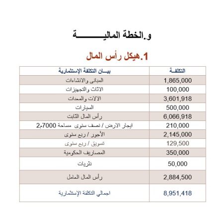 هيكل رأس المال لشركة الانتاج الفني